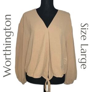 Worthington Beige Blouse - Size Large - NWT